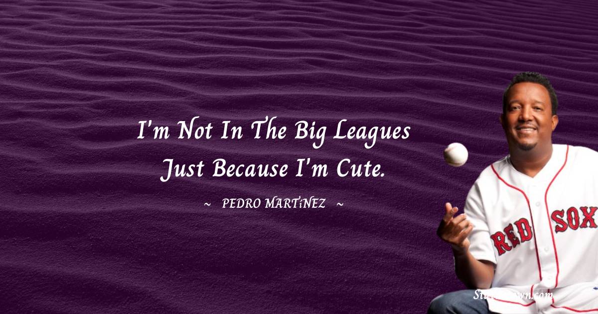 I'm not in the big leagues just because I'm cute. - Pedro Martínez quotes