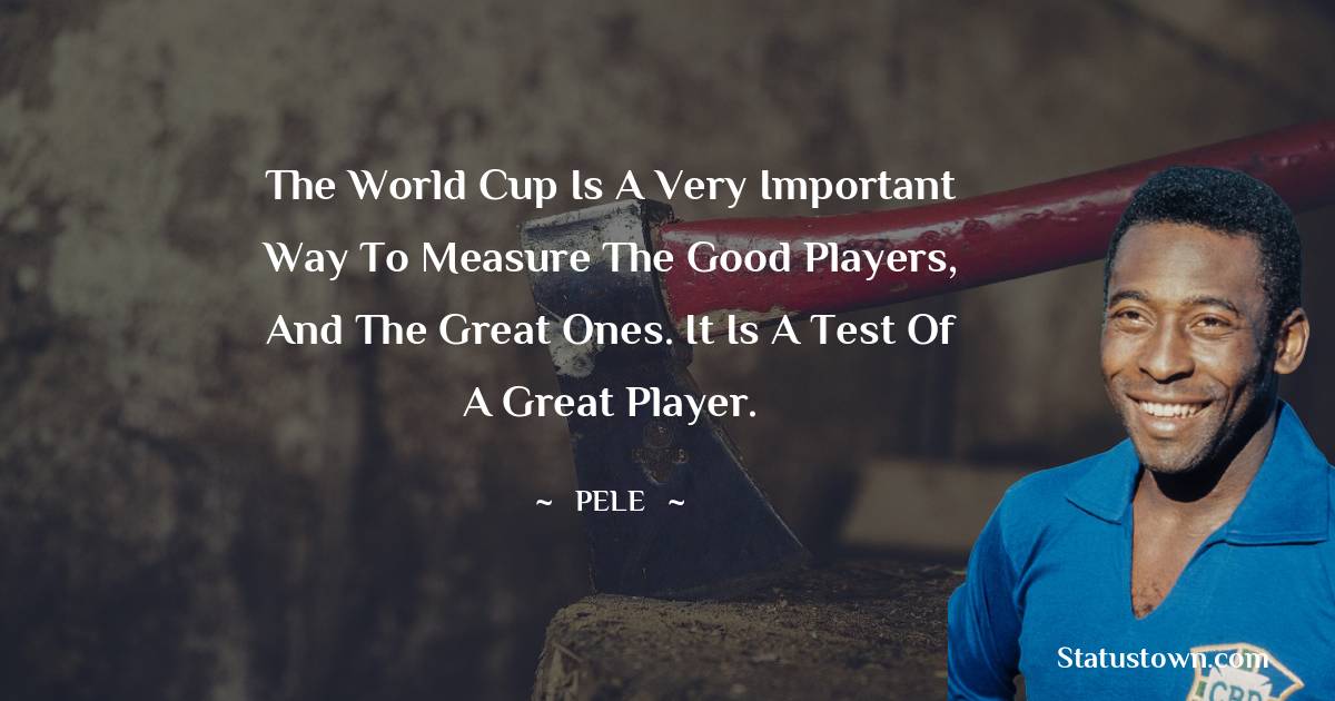 Pele Quotes - The World Cup is a very important way to measure the good players, and the great ones. It is a test of a great player.