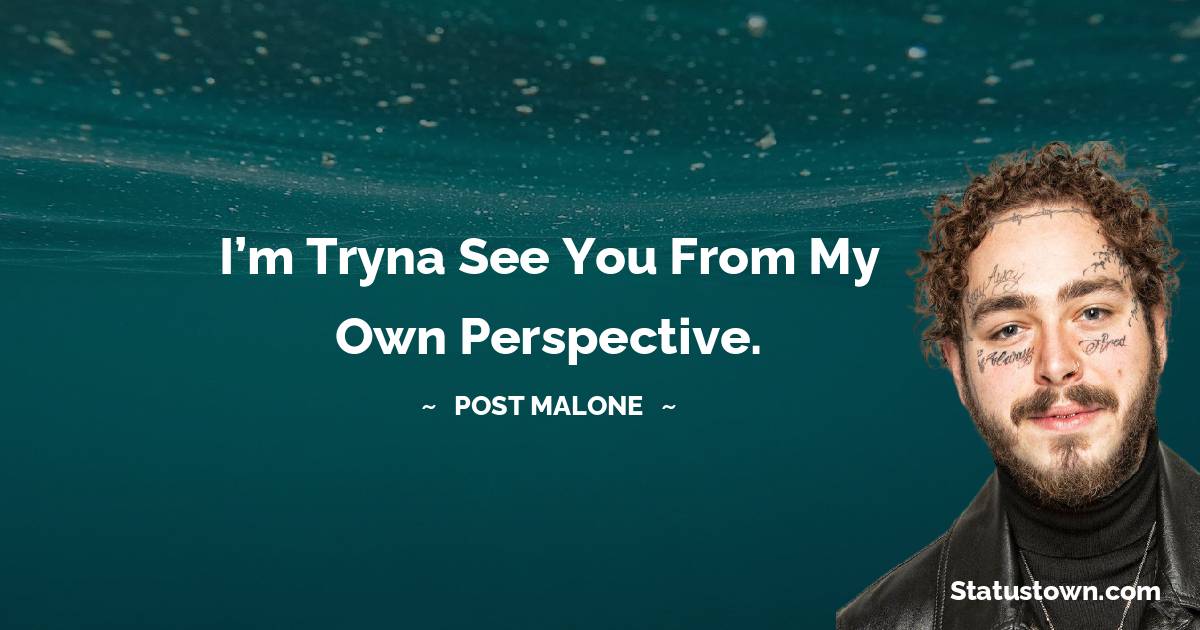 Post Malone Quotes - I’m tryna see you from my own perspective.