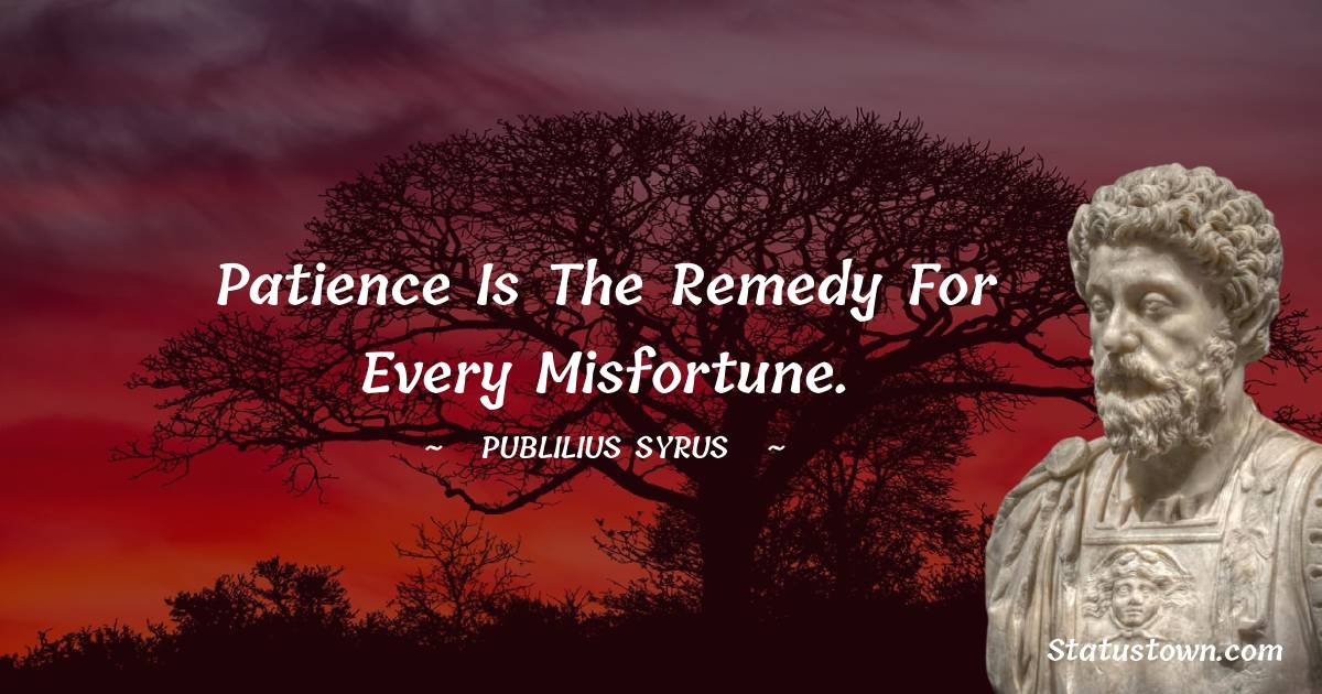 Patience is the remedy for every misfortune.