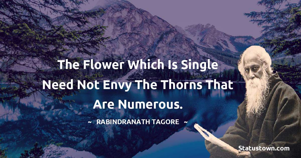 The flower which is single need not envy the thorns that are numerous. - Rabindranath Tagore quotes
