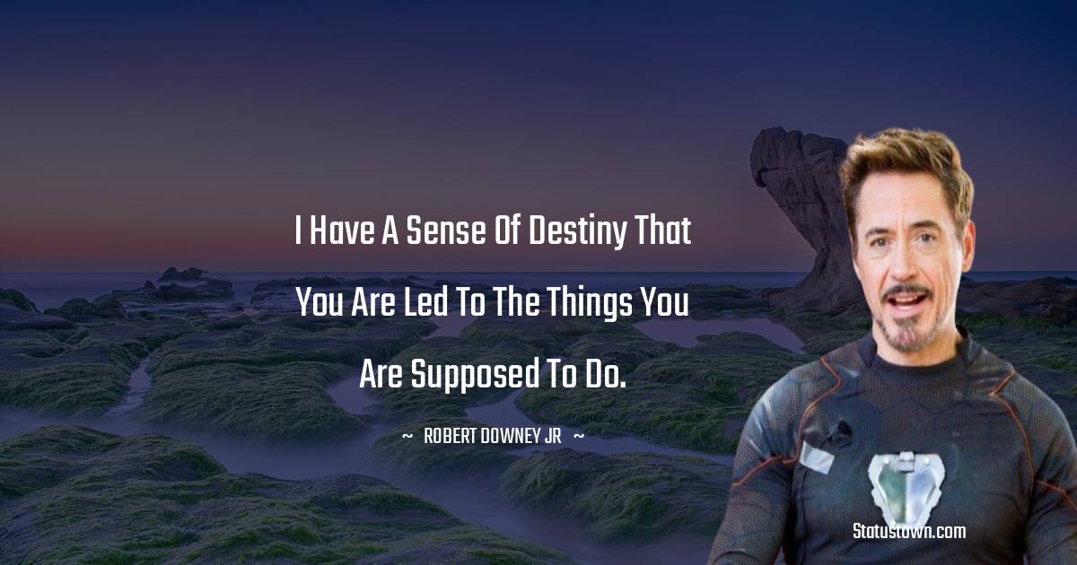 Robert Downey Jr Quotes - I have a sense of destiny that you are led to the things you are supposed to do.