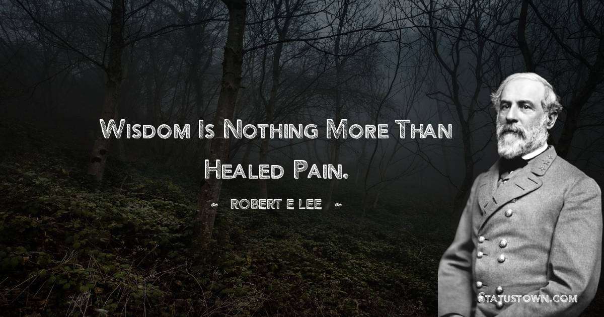 Robert E. Lee Quotes - Wisdom is nothing more than healed pain.
