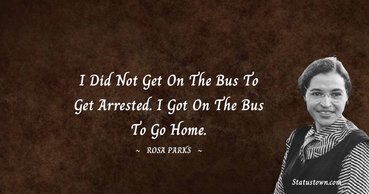 I did not get on the bus to get arrested. I got on the bus to go home. - Rosa Parks quotes