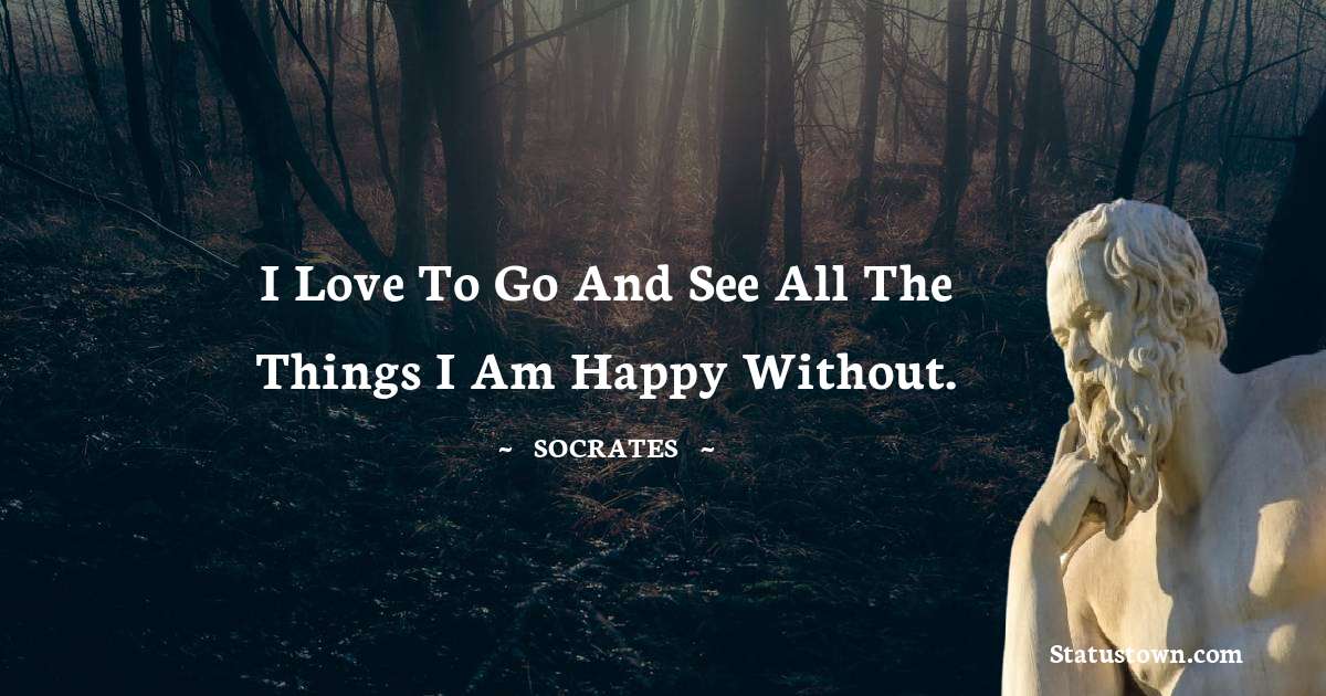 Socrates  Quotes - I love to go and see all the things I am happy without.