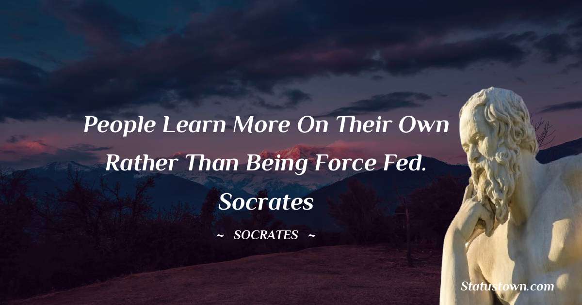 People learn more on their own rather than being force fed.
Socrates - Socrates  quotes