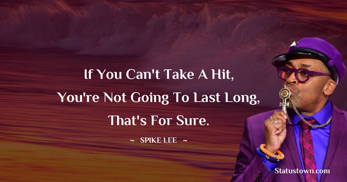 Spike Lee Quotes - If you can't take a hit, you're not going to last long, that's for sure.
