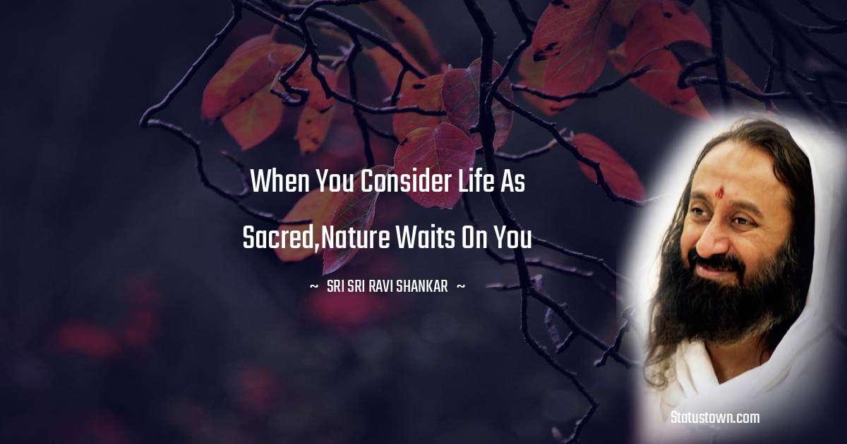 Sri Sri Ravi Shankar Quotes - When you consider Life as sacred,Nature waits on you