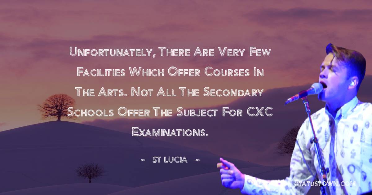 Unfortunately, there are very few facilities which offer courses in the arts. Not all the secondary schools offer the subject for CXC examinations.