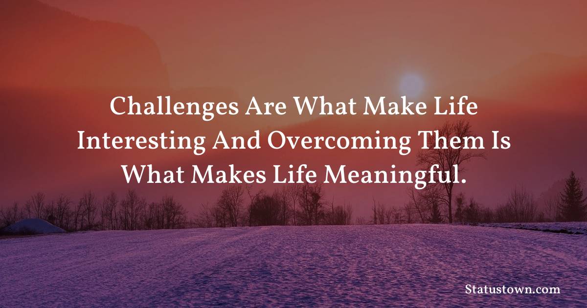 Challenges are what make life interesting and overcoming them is what makes life meaningful. - motivational  quotes
