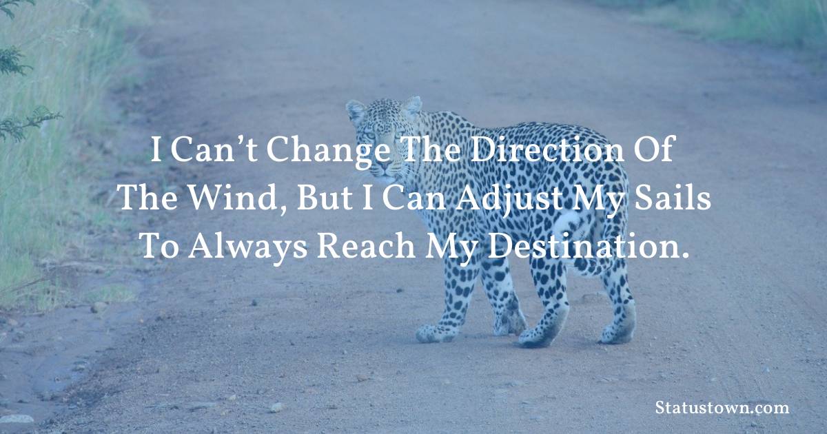 I can’t change the direction of the wind,
but I can adjust my sails to always reach my destination.