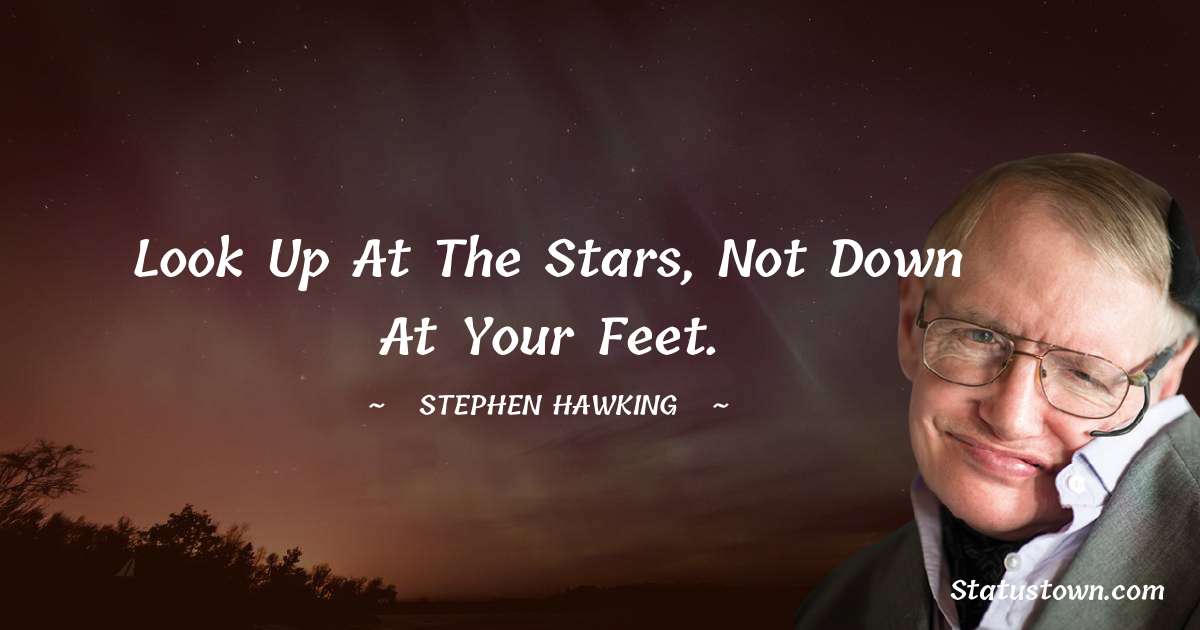 Stephen Hawking Quotes - Look up at the stars, not down at your feet.