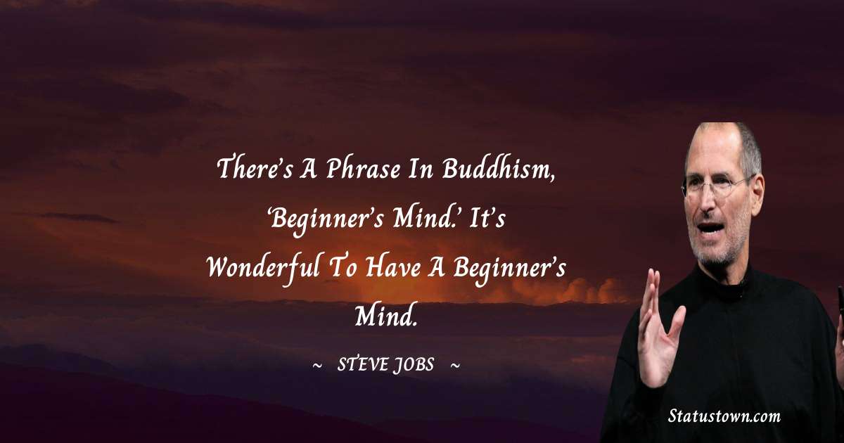 There’s a phrase in Buddhism, ‘Beginner’s mind.’ It’s wonderful to have a beginner’s mind. - Steve Jobs quotes