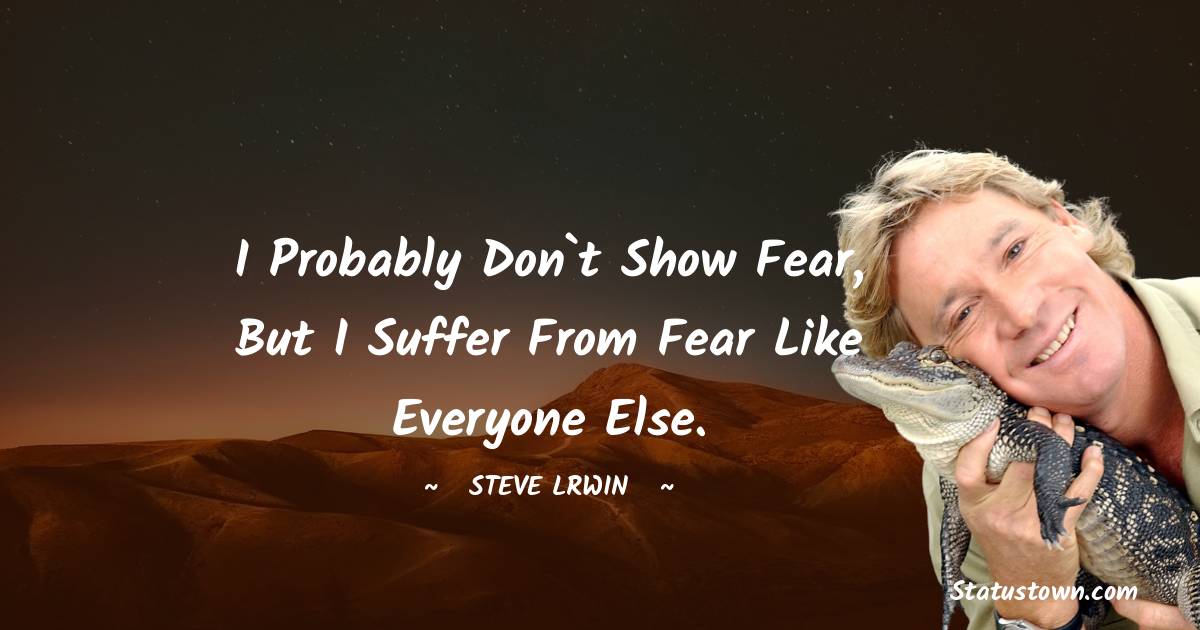 I probably don`t show fear, but I suffer from fear like everyone else.