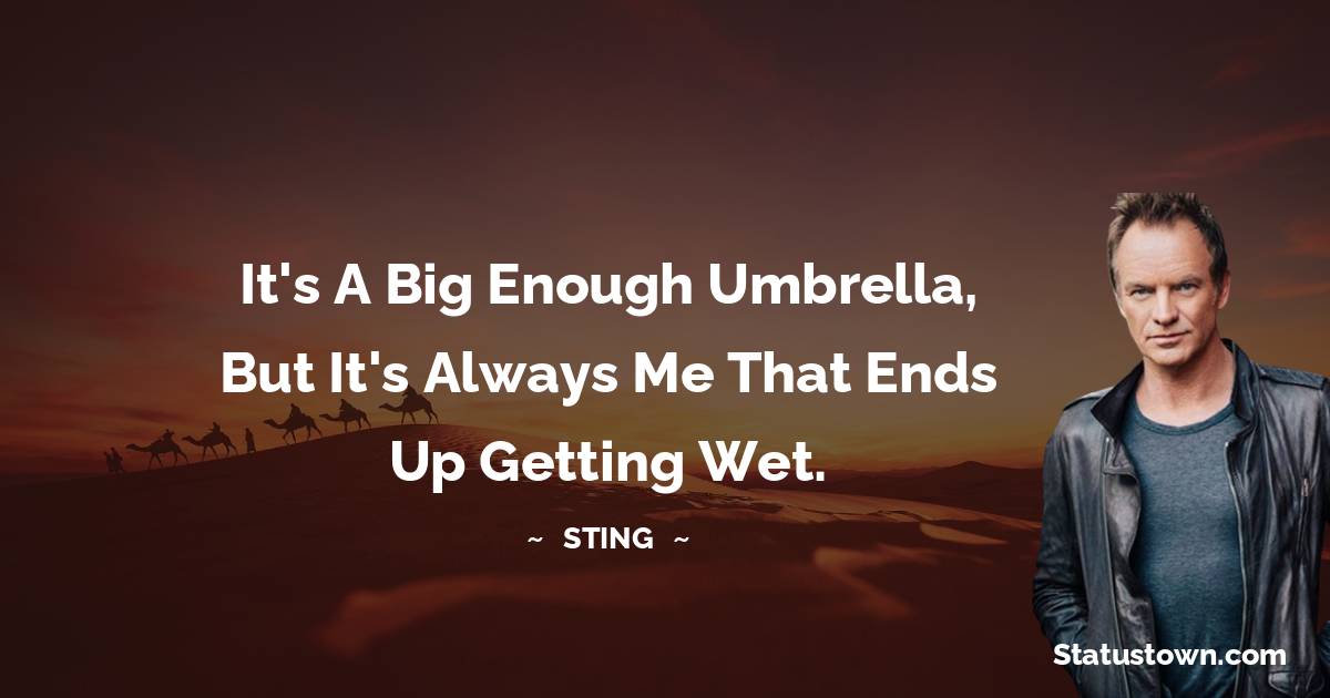 It's a big enough umbrella, but it's always me that ends up getting wet. - Sting quotes