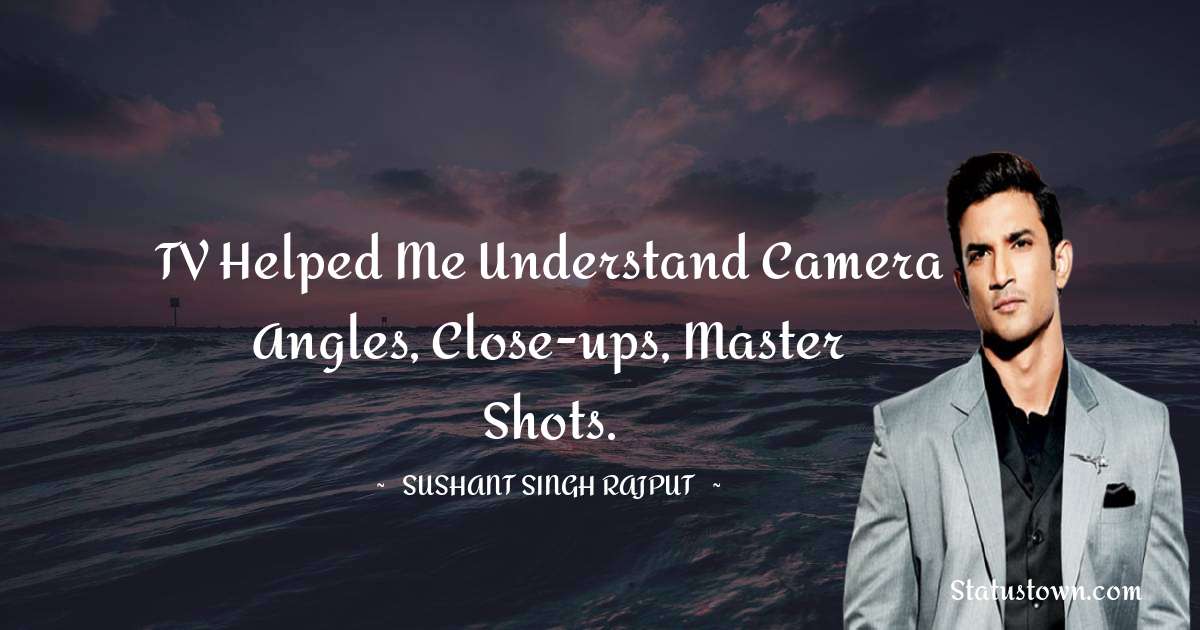 Sushant Singh Rajput Quotes - TV helped me understand camera angles, close-ups, master shots.