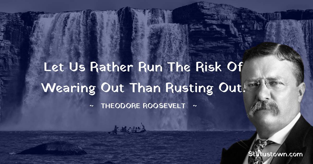 Let us rather run the risk of wearing out than rusting out. - Theodore Roosevelt quotes