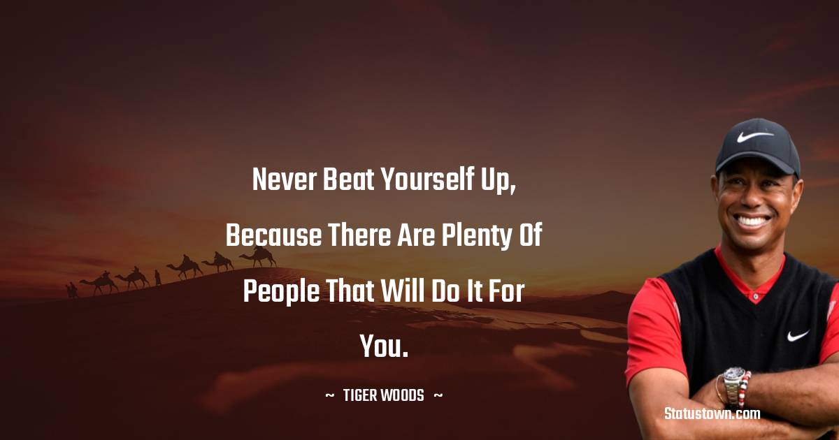 Never beat yourself up, because there are plenty of people that will do it for you. - Tiger Woods quotes