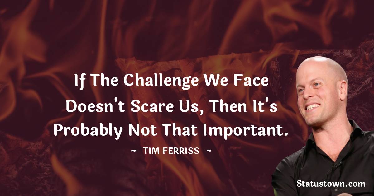 Tim Ferriss Quotes - If the challenge we face doesn't scare us, then it's probably not that important.