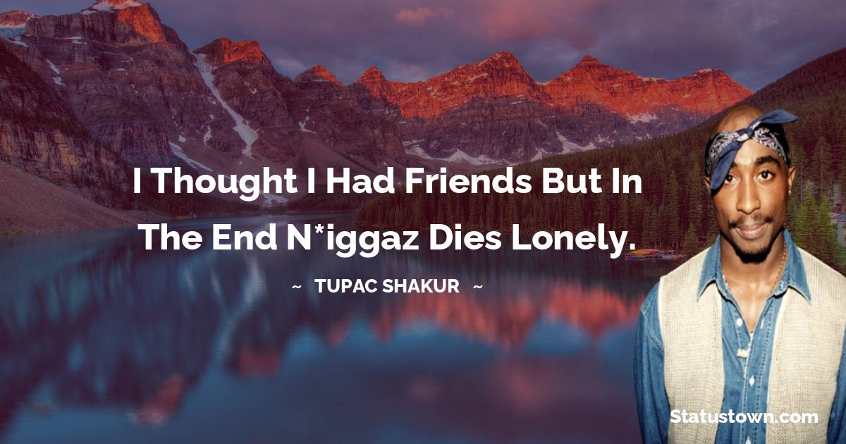 I thought I had friends but in the end n*iggaz dies lonely.
