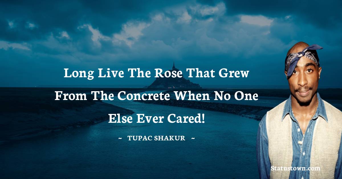 Tupac Shakur Quotes - Long live the rose that grew from the concrete when no one else ever cared!