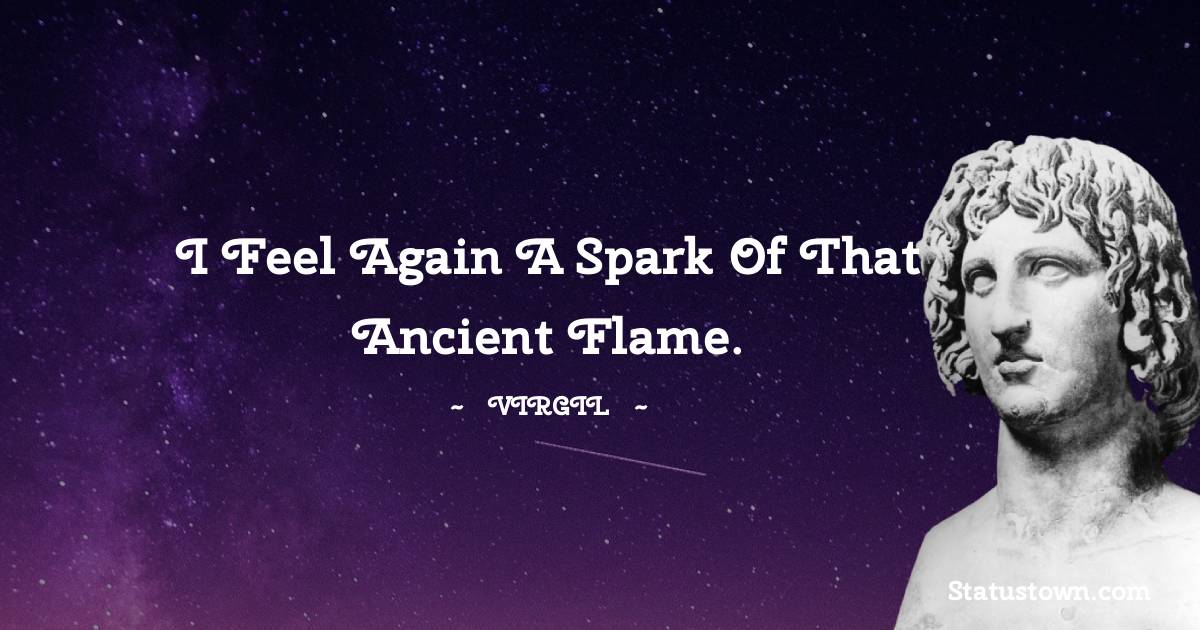Virgil  Quotes - I feel again a spark of that ancient flame.