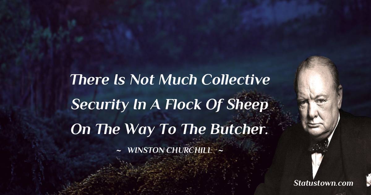 Winston Churchill Quotes - There is not much collective security in a flock of sheep on the way to the butcher.
