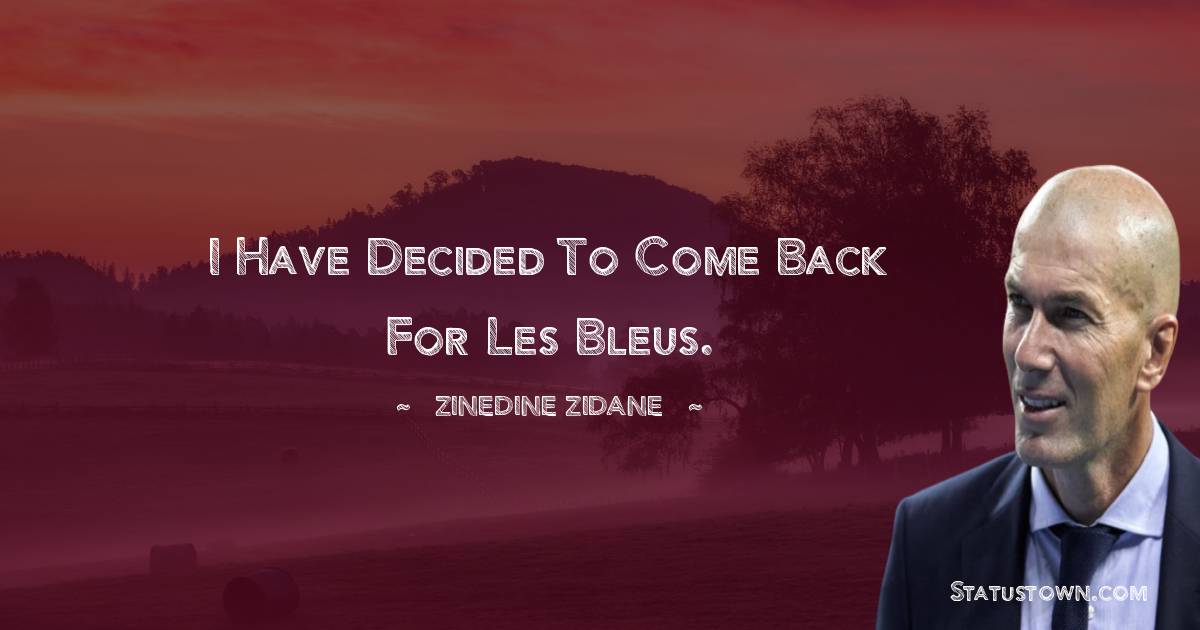 Zinedine Zidane Quotes - I have decided to come back for Les Bleus.