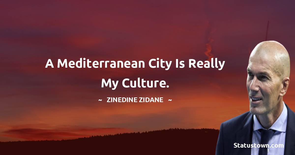 A Mediterranean city is really my culture. - Zinedine Zidane quotes