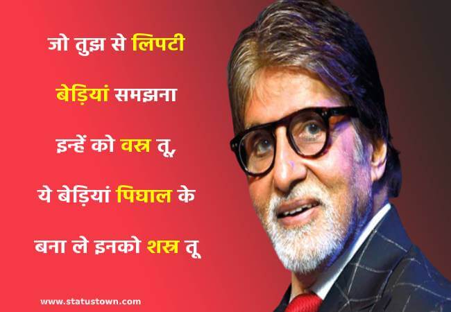 जो तुझ से लिपटी बेड़ियां समझना इन्हें को वस्र तू, ये बेड़ियां पिघाल के बना ले इनको शस्र तू - Amitabh Bachchan download